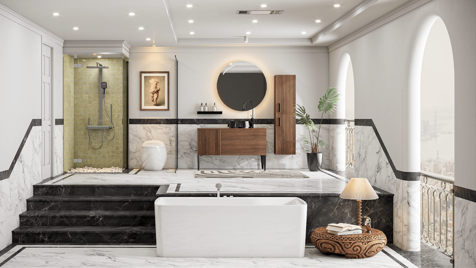 10 Mẫu Nhà Tắm Master Sang Trọng, Ấn Tượng 10 Thiết kế nhà tắm mang phong cách Á Đông