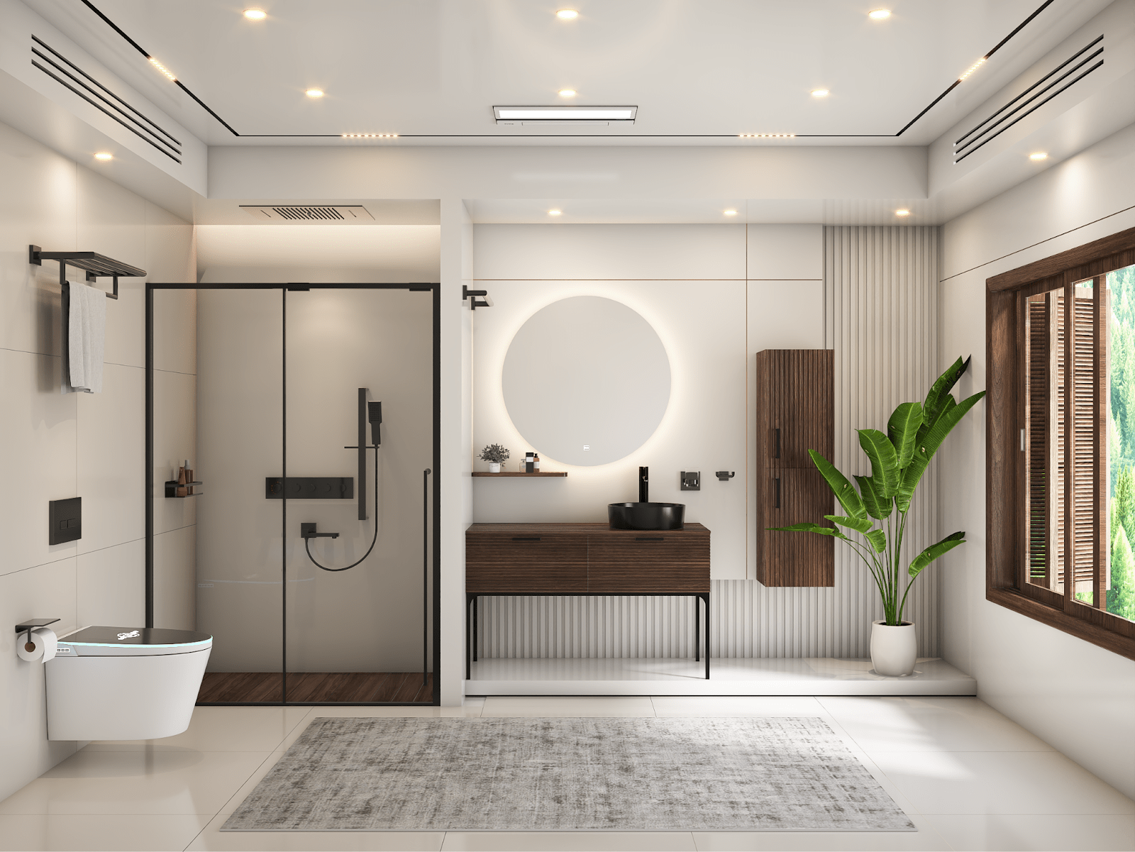 10 Mẫu Nhà Tắm Master Sang Trọng, Ấn Tượng 11 Tối ưu các thiết bị, làm gọn không gian