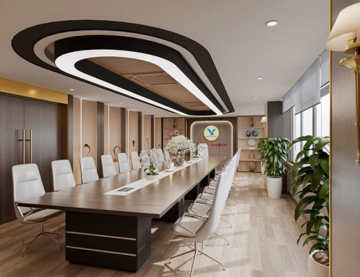 Không gian phòng họp với ánh sáng tự nhiên