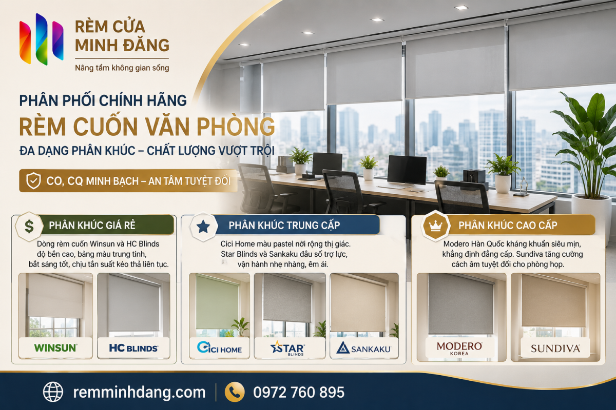 Rèm Cuốn Văn Phòng – Giải Pháp Che Nắng Tối Ưu Năng Lượng Công Sở Hiện Đại 2026